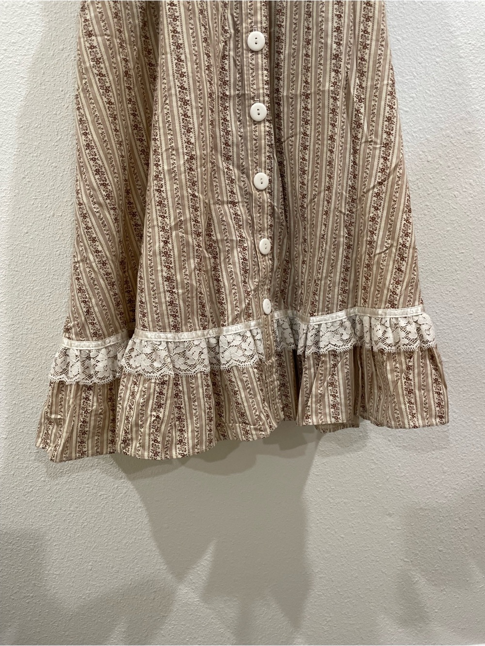 Vintage 70s Gunne Sax Floral Lace Prairie Suspender Dress Ruffle Cottagecore XS - Picture 3 of 12